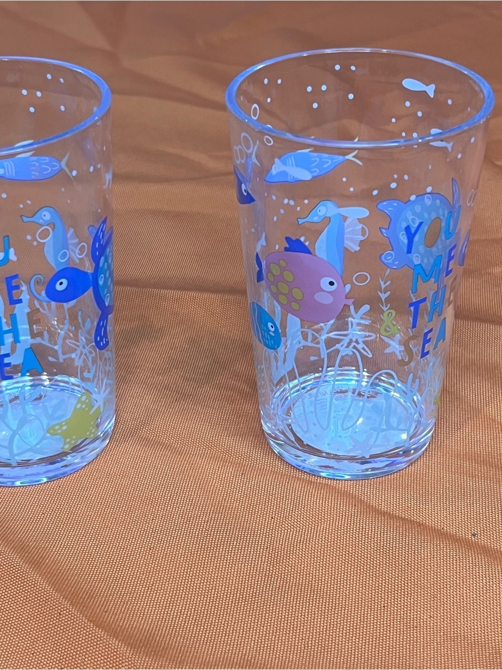 ♥️Set of 8 kids plastic Glasses - Blue & Pink Sea Life Design - Picture 12 of 15